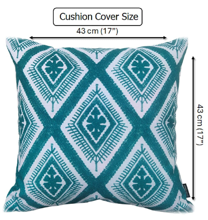 OLIVIA ROCCO Meze Teal Waterproof Cushion Covers 43 x 43 cm Reversible Breathable Indoor