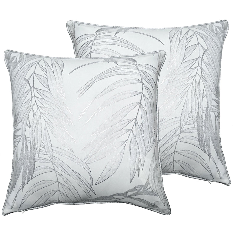 OLIVIA ROCCO Leaf Sparkle Set Of 2 Cushion Covers Leaf White Modern Decorative Throw