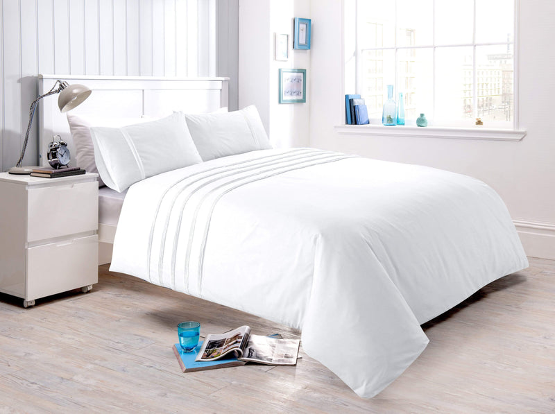 OLIVIA ROCCO Laurent Handmade Pintuck Duvet Set Cotton Rich Blend Super Soft Bedding