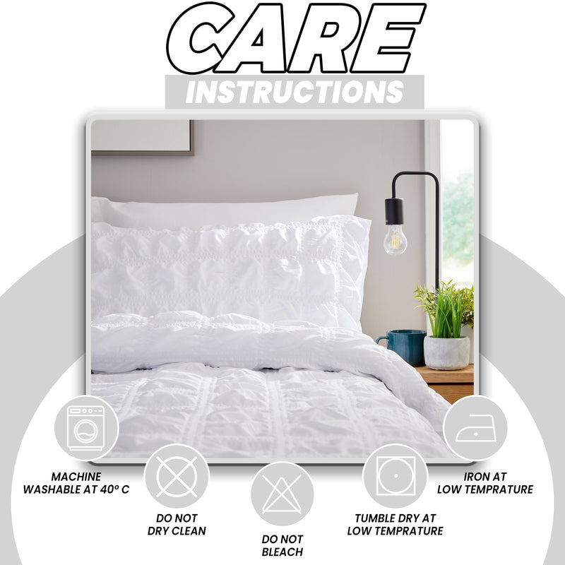 OLIVIA ROCCO Duvet Cover Set Microfibre Quilted White With Pillowcases Easy Care Bedding
