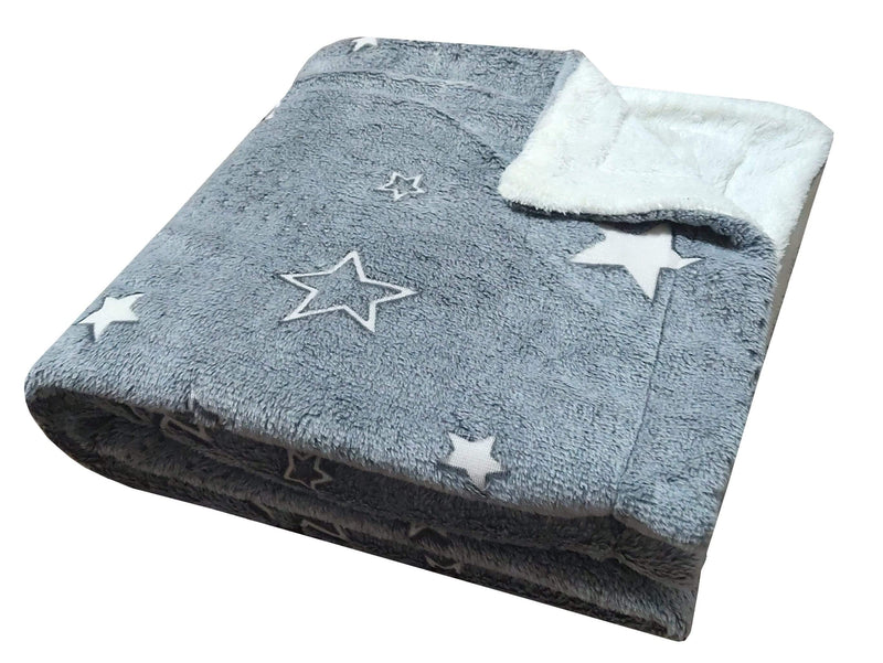 OLIVIA ROCCO Magical Stars Glow In The Dark Teddy Fleece Kids Duvet Set Ultra Soft