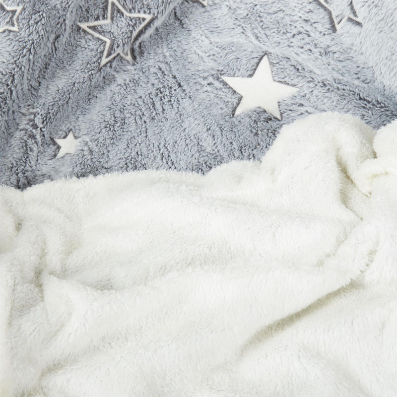 OLIVIA ROCCO Magical Stars Glow In The Dark Teddy Fleece Kids Duvet Set Ultra Soft