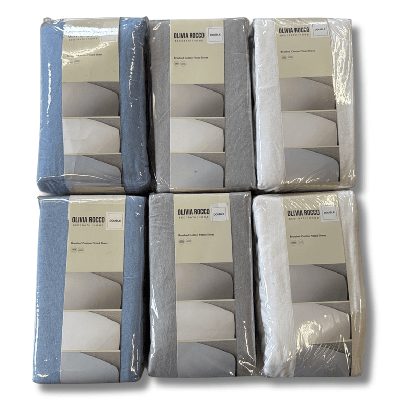 OLIVIA ROCCO 4 Pack Flannelette Fitted Sheets Super Soft Brushed Cotton Bed Sheets