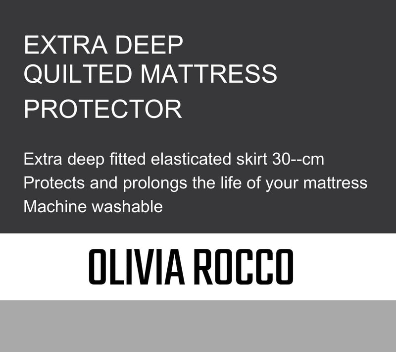 OLIVIA ROCCO Quilted Extra Deep Mattress Protector Microfibre Top Waterproof Reverse