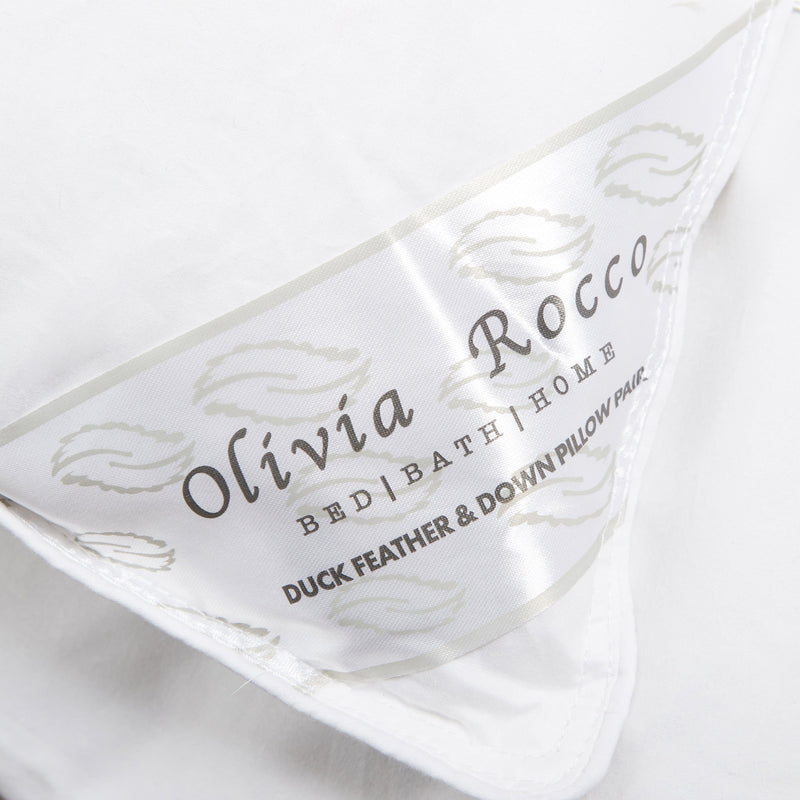 OLIVIA ROCCO 2 Pack Hypoallergenic Duck Feather And Down Pillows Hotel Quality Comfort