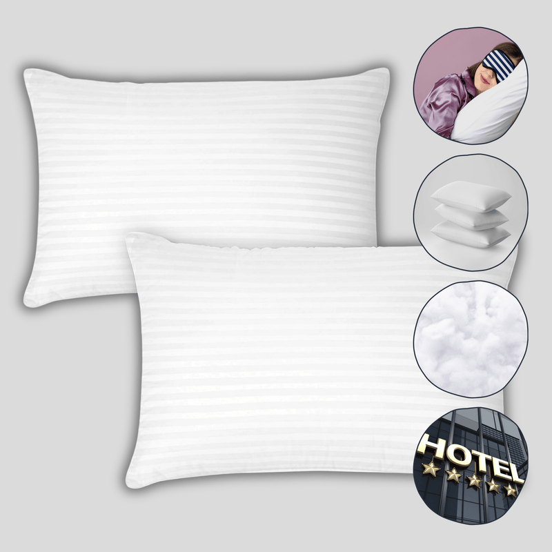 OLIVIA ROCCO 2 Pack Luxury Hotel Pillows Hypoallergenic Hollowfibre Soft Medium Support