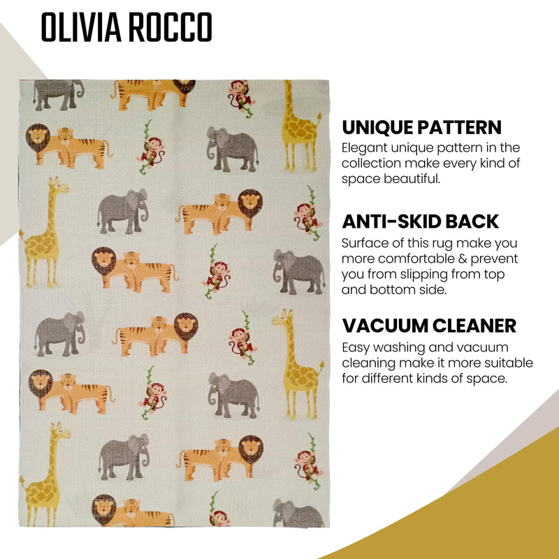 OLIVIA ROCCO Animal Print Rug Safari Non Slip Soft Durable Floor Rug for Living Room
