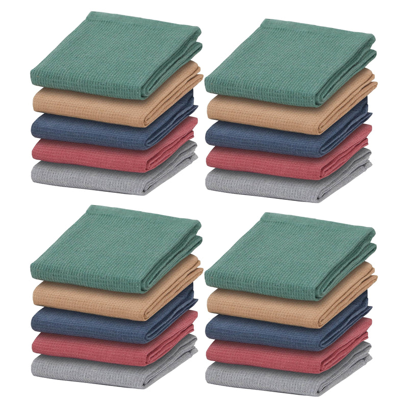 OLIVIA ROCCO 20 Pack Tea Towel Set Waffle Weave 100% Cotton Absorbent Durable Kitchen