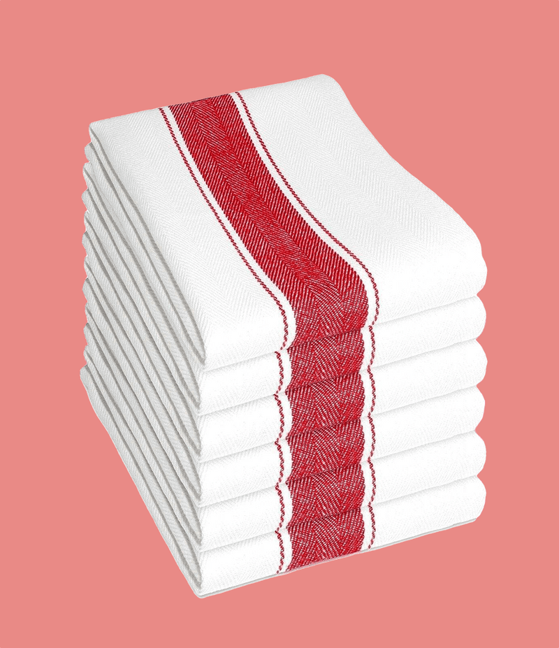 OLIVIA ROCCO Herringbone Tea Towels 100% Cotton Pack Of 6 50 By 75 Cm High Absorbency