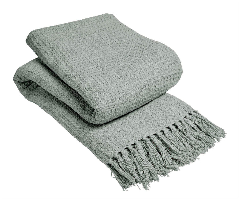 OLIVIA ROCCO Lisbon Pure Indian Cotton Handwoven Honeycomb Throw Blanket Lightweight