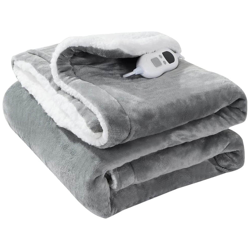 OLIVIA ROCCO Double Layer Electric Heated Throw Blanket Grey With Adjustable Heat