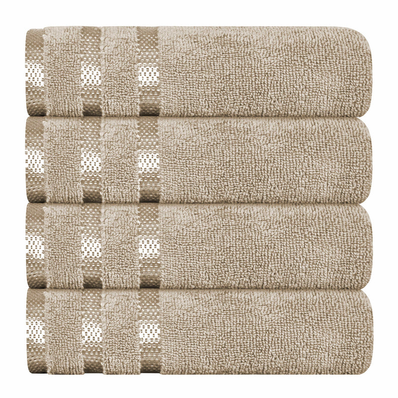 OLIVIA ROCCO Belmont Viscose Stripe Beige Towels 100% Cotton Hotel Quality Bath Towels