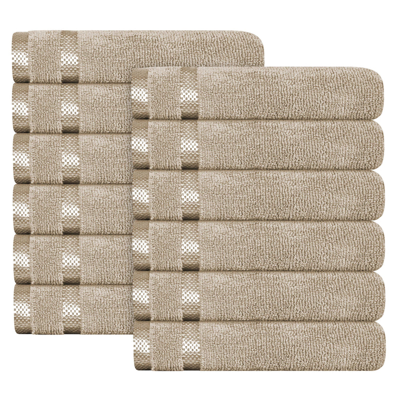 OLIVIA ROCCO Belmont Viscose Stripe Beige Towels 100% Cotton Hotel Quality Bath Towels