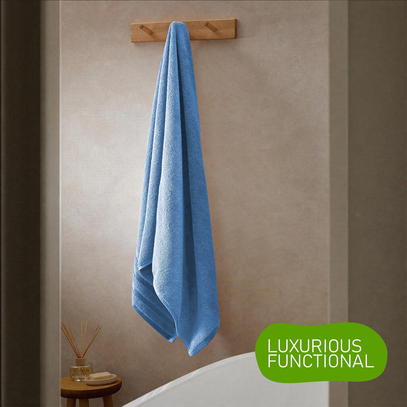 OLIVIA ROCCO Belmont Viscose Stripe Blue Towels 100% Cotton Hotel Quality Super Absorbent