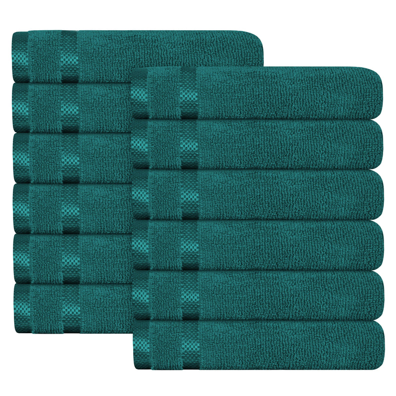 OLIVIA ROCCO Belmont Viscose Stripe Jade Green Towels 100% Cotton Hotel Quality Easy-Care Hotel-Quality Bathroom