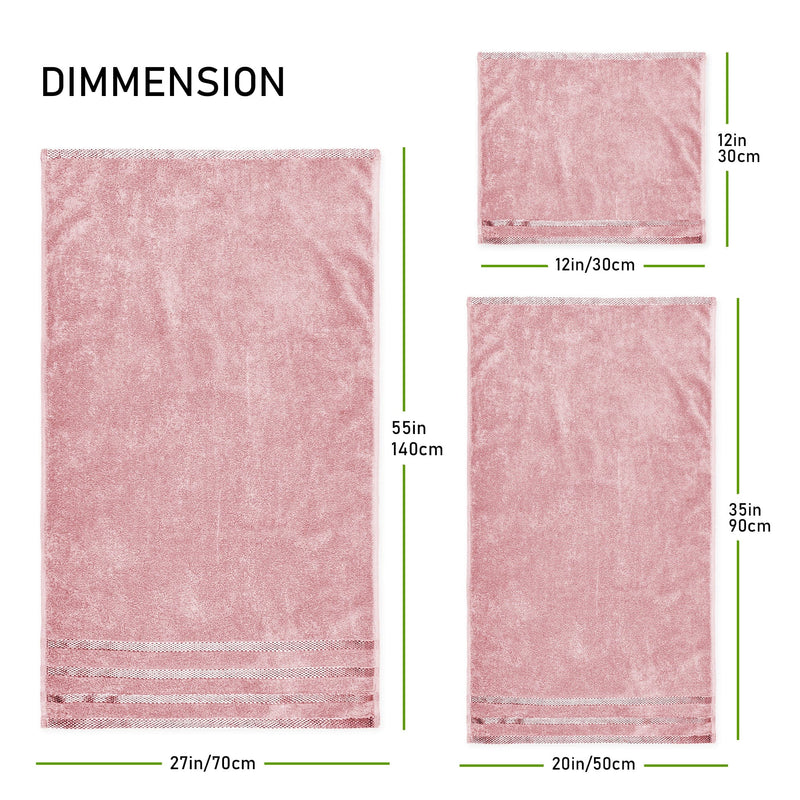 OLIVIA ROCCO Belmont Viscose Stripe Pink Towels 100% Cotton Hotel Quality Super Absorbent