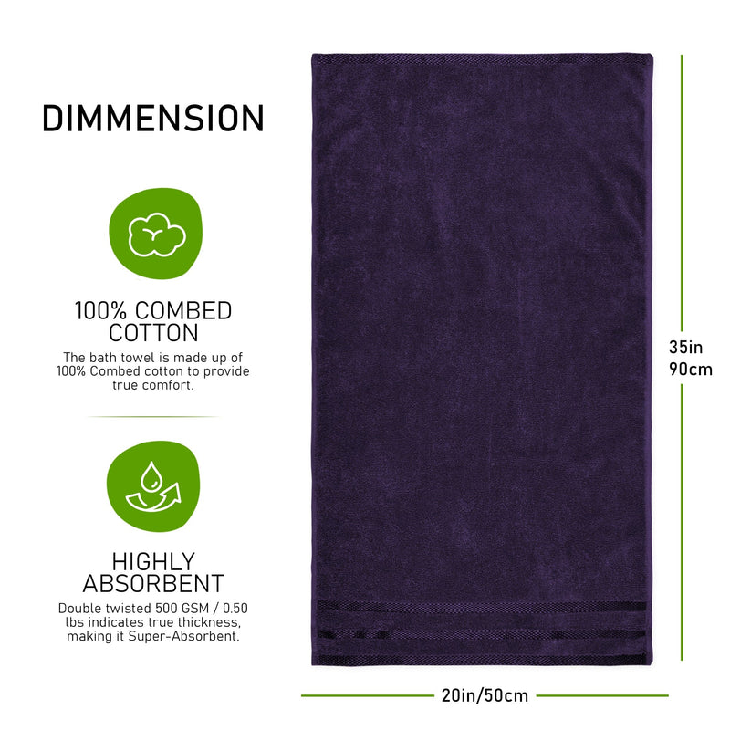 OLIVIA ROCCO Belmont Viscose Stripe Purple Towels 100% Cotton Hotel Quality Bath Towels