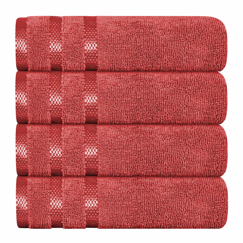 OLIVIA ROCCO Belmont Viscose Stripe Red Towels 100% Cotton Hotel Quality Super Absorbent