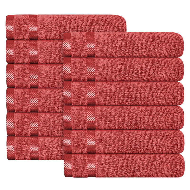 OLIVIA ROCCO Belmont Viscose Stripe Red Towels 100% Cotton Hotel Quality Super Absorbent