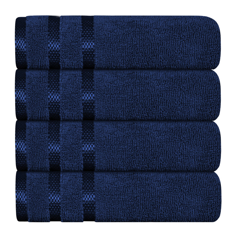 OLIVIA ROCCO Belmont Viscose Stripe Royal Blue Towels 100% Cotton Hotel Quality 10 Piece