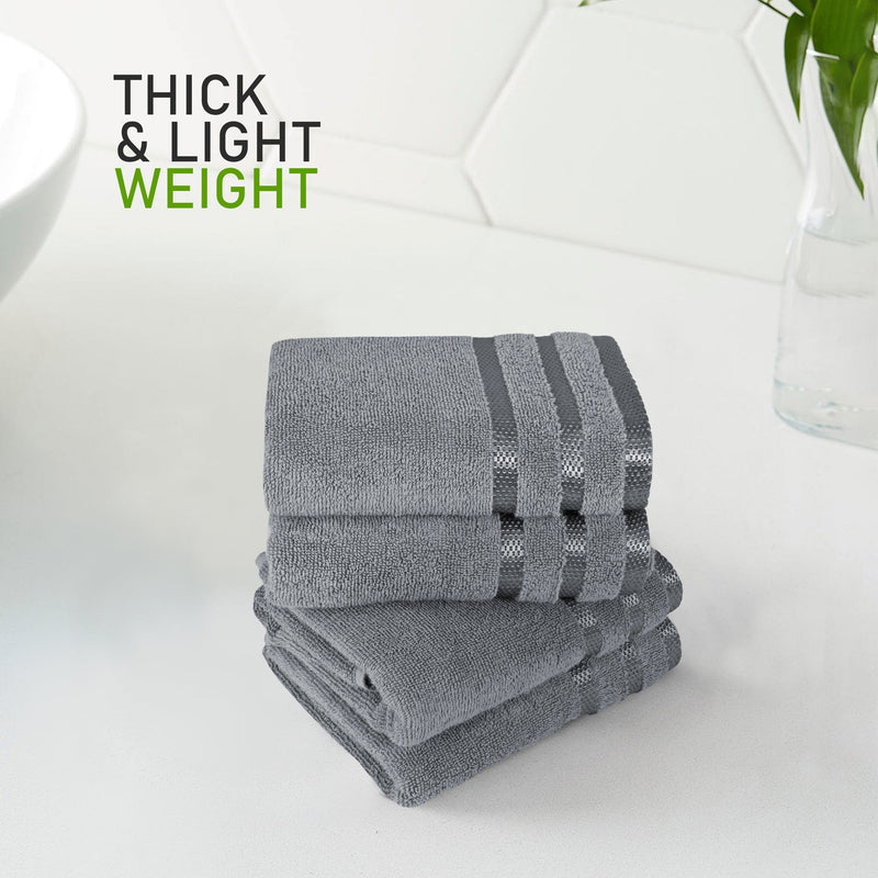 OLIVIA ROCCO Belmont Viscose Stripe Silver Towels 100% Cotton Quality Super Absorbent