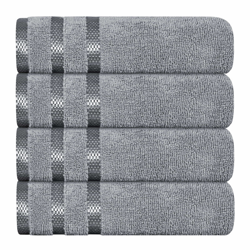 OLIVIA ROCCO Belmont Viscose Stripe Silver Towels 100% Cotton Quality Super Absorbent