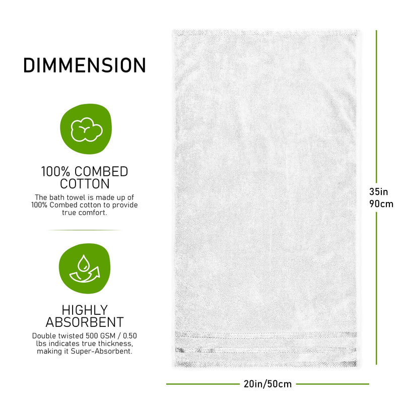 OLIVIA ROCCO Belmont Viscose Stripe White Towels 100% Cotton Hotel Quality Bath Towels