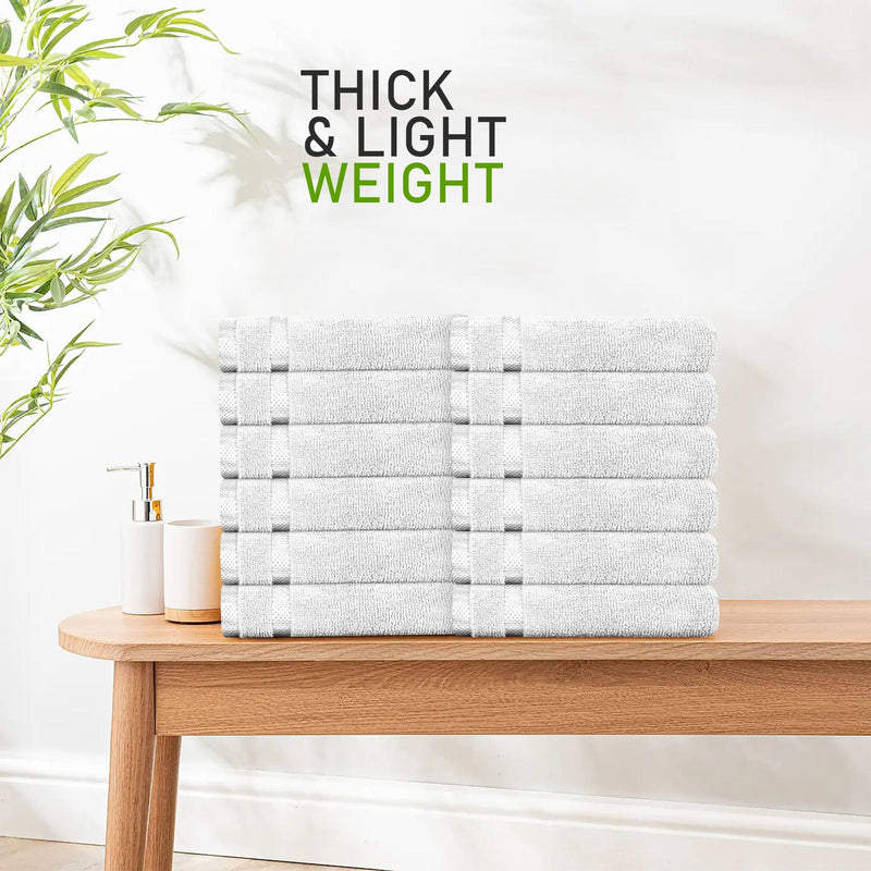 OLIVIA ROCCO Belmont Viscose Stripe White Towels 100% Cotton Hotel Quality Bath Towels