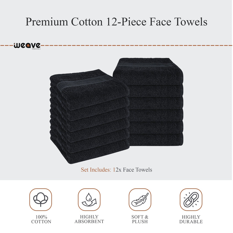 OLIVIA ROCCO Rhodes Towel Black 100% Cotton Hotel Quality Super Absorbent Hand Towels
