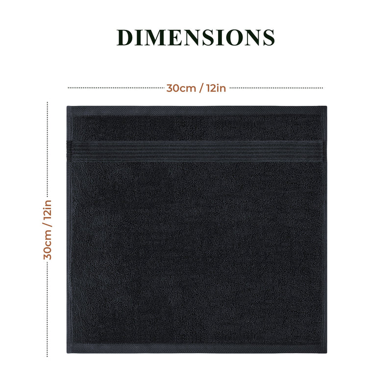 OLIVIA ROCCO Rhodes Towel Black 100% Cotton Hotel Quality Super Absorbent Hand Towels