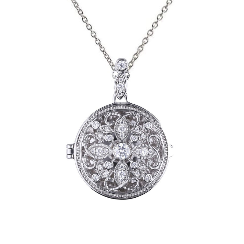 Diamonfire Round Medallion Filigree Locket