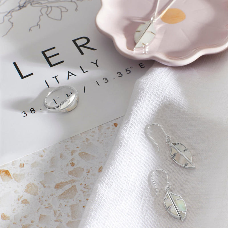Beginnings Split Leaf Double Pendant with Mother of Pearl