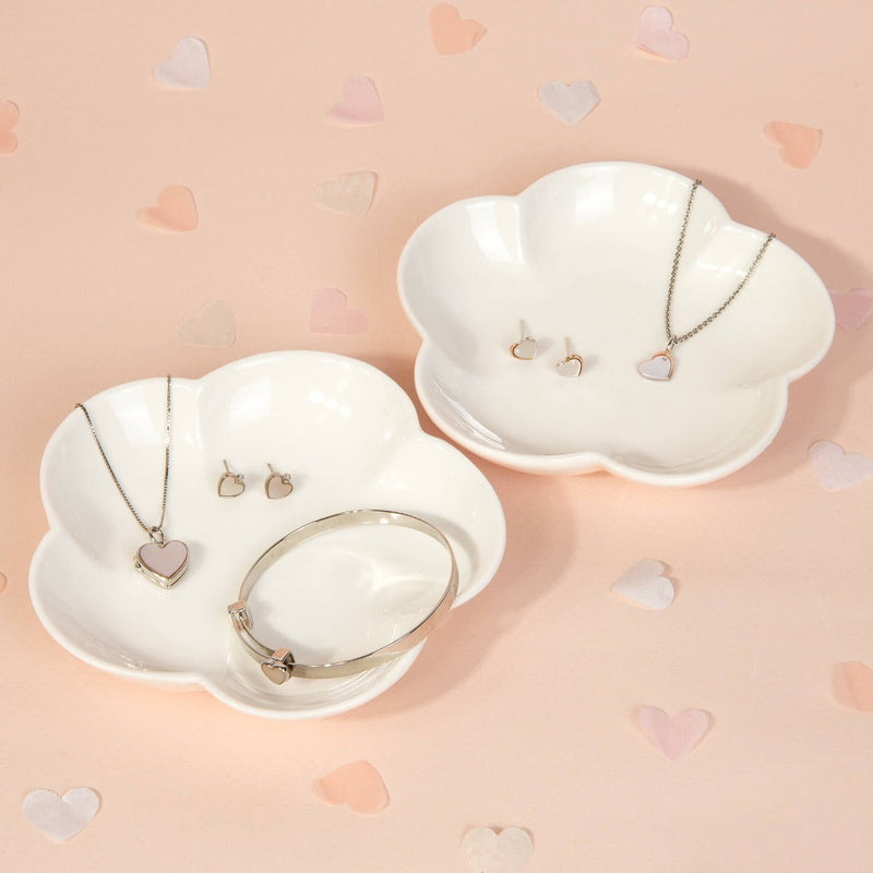 D For Diamond Rose Edge Heart Stud Earrings with Diamond