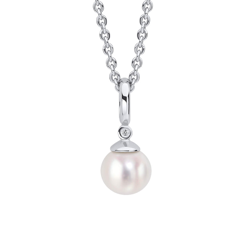 D For Diamond Pearl Drop Pendant with Diamond