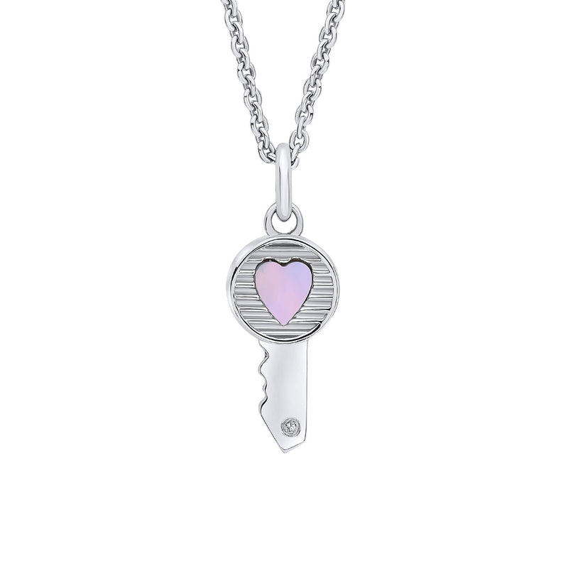 D For Diamond Key Heart Pendant with Diamond