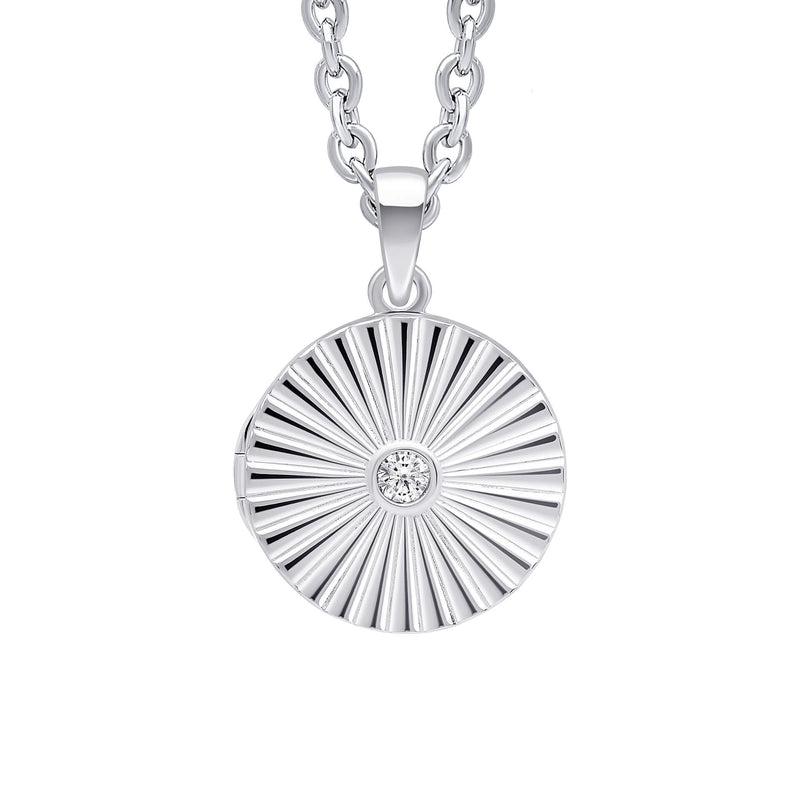 Beginnings Sunburst Round Locket Pendant