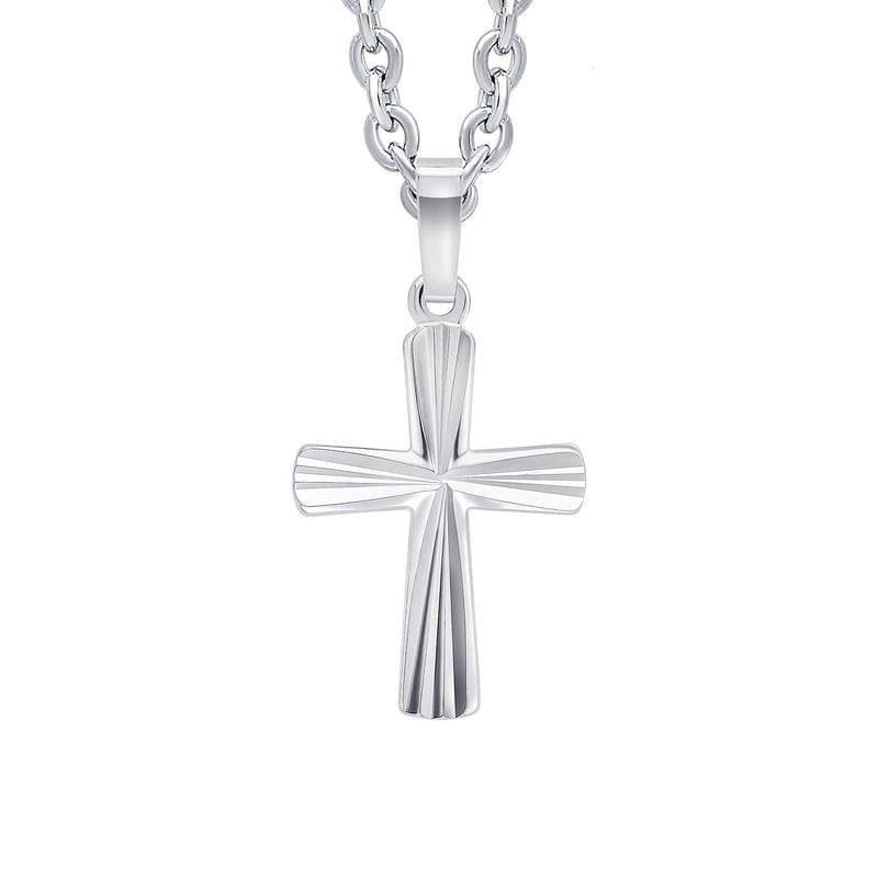 Beginnings Diamond Cut Detailed Cross Pendant