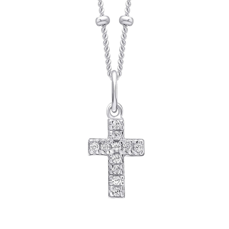 Beginnings Small Cross Pendant with Cubic Zirconia