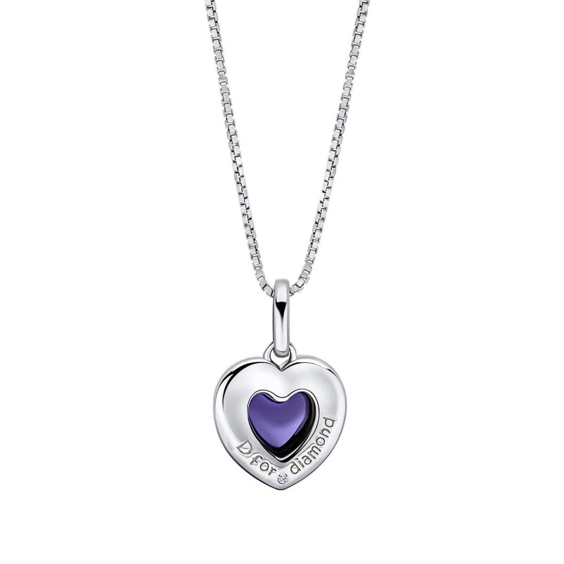 D For Diamond Heart Shape Mood Stone Pendant with Diamond
