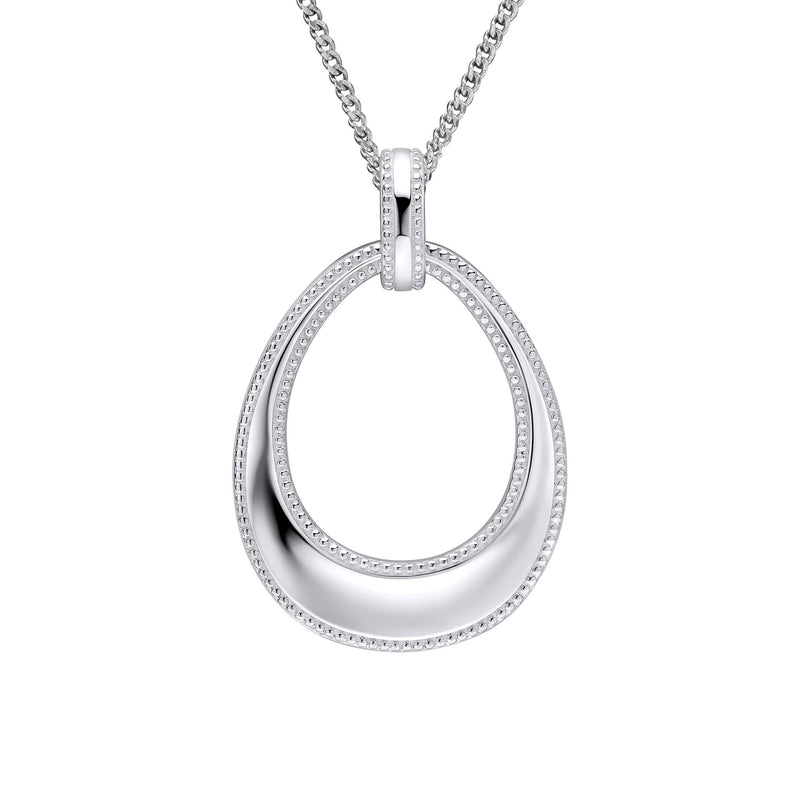 Beginnings Open Teardrop Pendant with Millegrain Edge