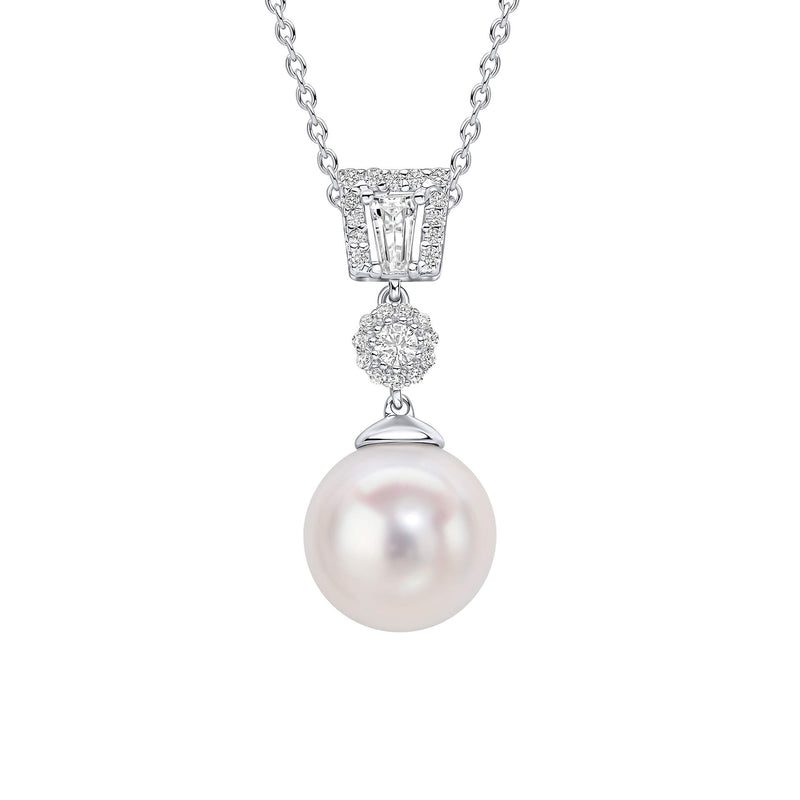 Diamonfire Zirconia and Shell Pearl Drop Pendant