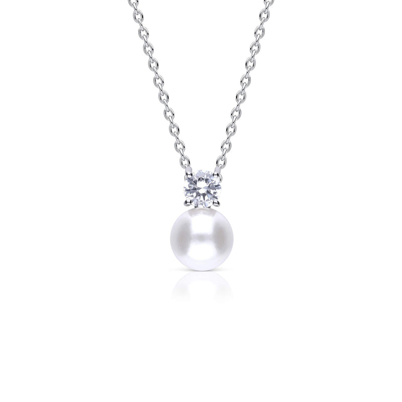 Diamonfire Claw Set Solitaire Zirconia and Shell Pearl Pendant