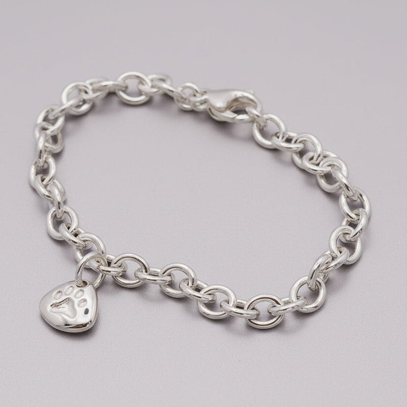 Pet Paw Print Personalised Silver Charm