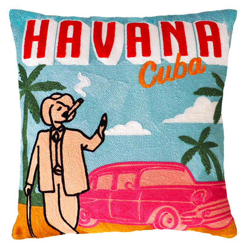 Havana - Needlepoint Travel Inspired Pillow