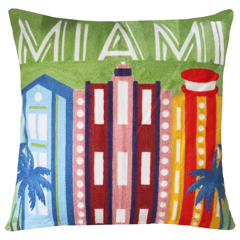 Miami - Needlepoint Travel Inspired Pillow