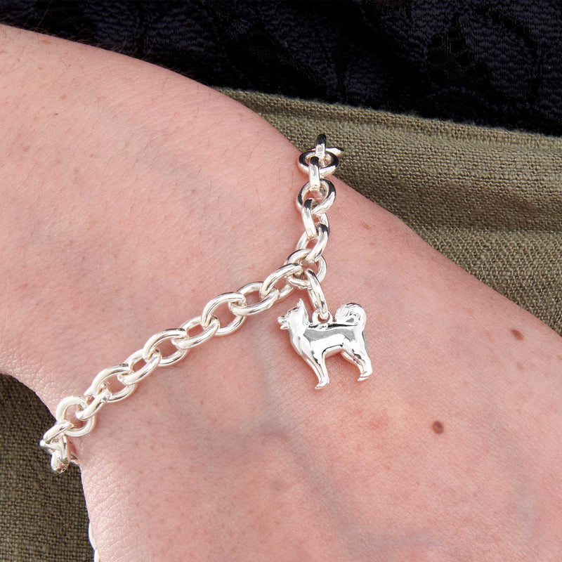 Pomsky Silver Dog Charm