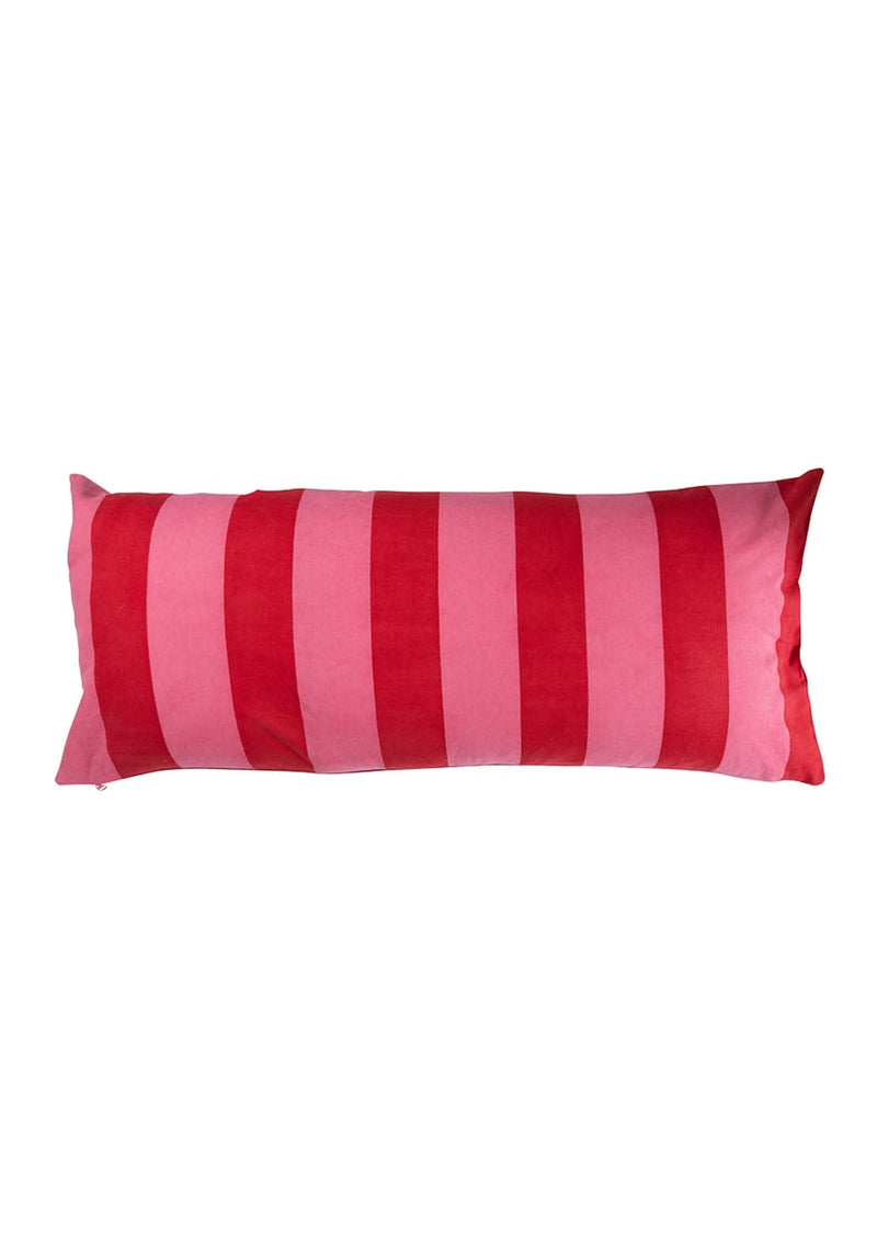 Poppy Raspberry Cabana Stripe Long Lumbar Cushion Cover