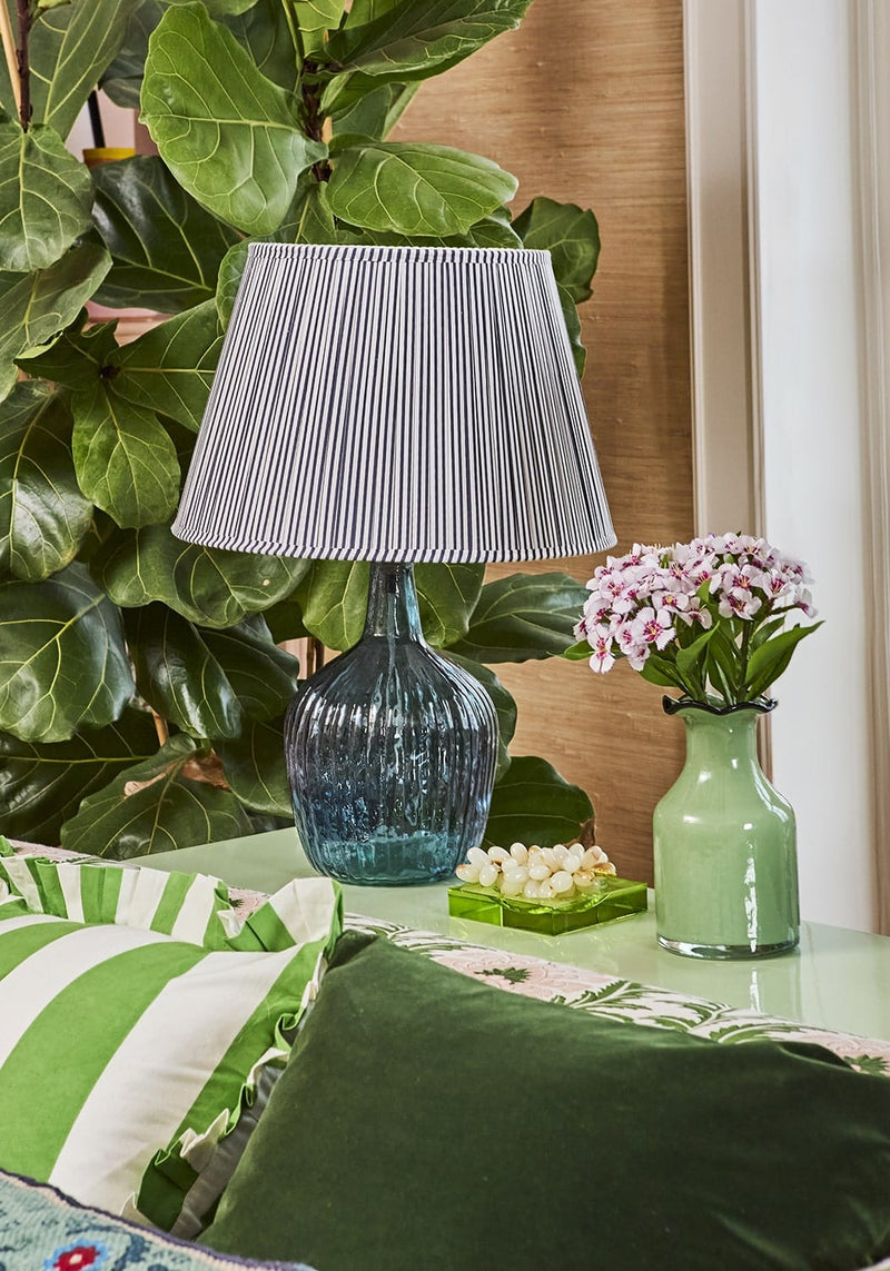 Green Cabana Stripe Ruffled Cushion Cover