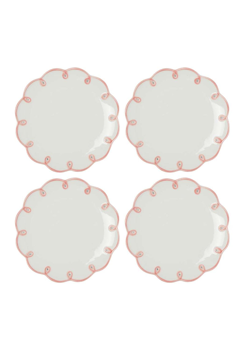 Pretty in Pink Scalloped Side Plates - Set of 4