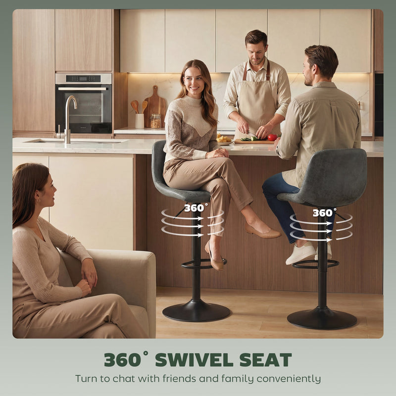 HOMCOM Bar Stools Set of 2, Modern Swivel Barstools with Footrest for Kitchen Island and Dining Room, Green